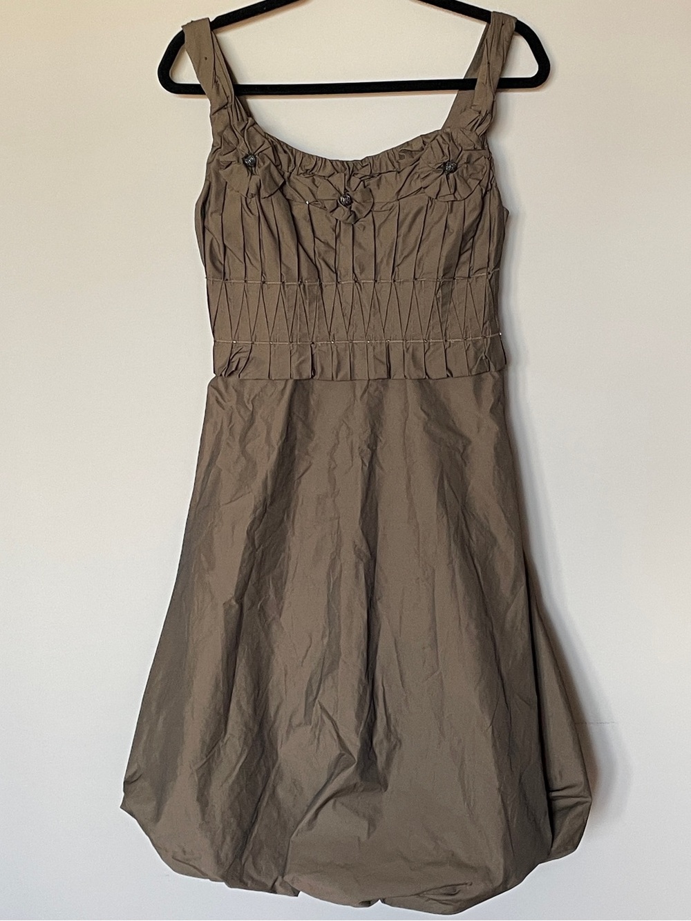 Max Studio Special Edition Taupe Brown Ballon Hem Dress